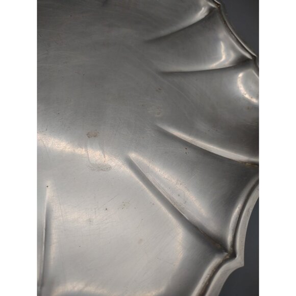 Vintage Chippendale Silver Plate Serving or Trinket Tray, Scallop Edge, 10.75" - Picture 8 of 17